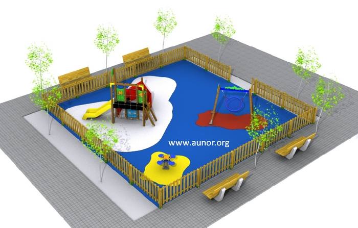 Columpios y parques infantiles para centros comerciales. AUNOR SL.